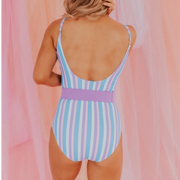 New Pink Desert Belted One Piece Bathing-Suit — image 2 of 8